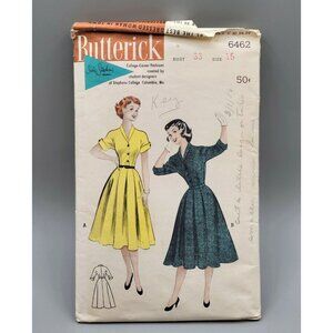 Butterick 1950's Junior Size 15 Flared Skirt Trim Bodice Sewing Pattern 6462